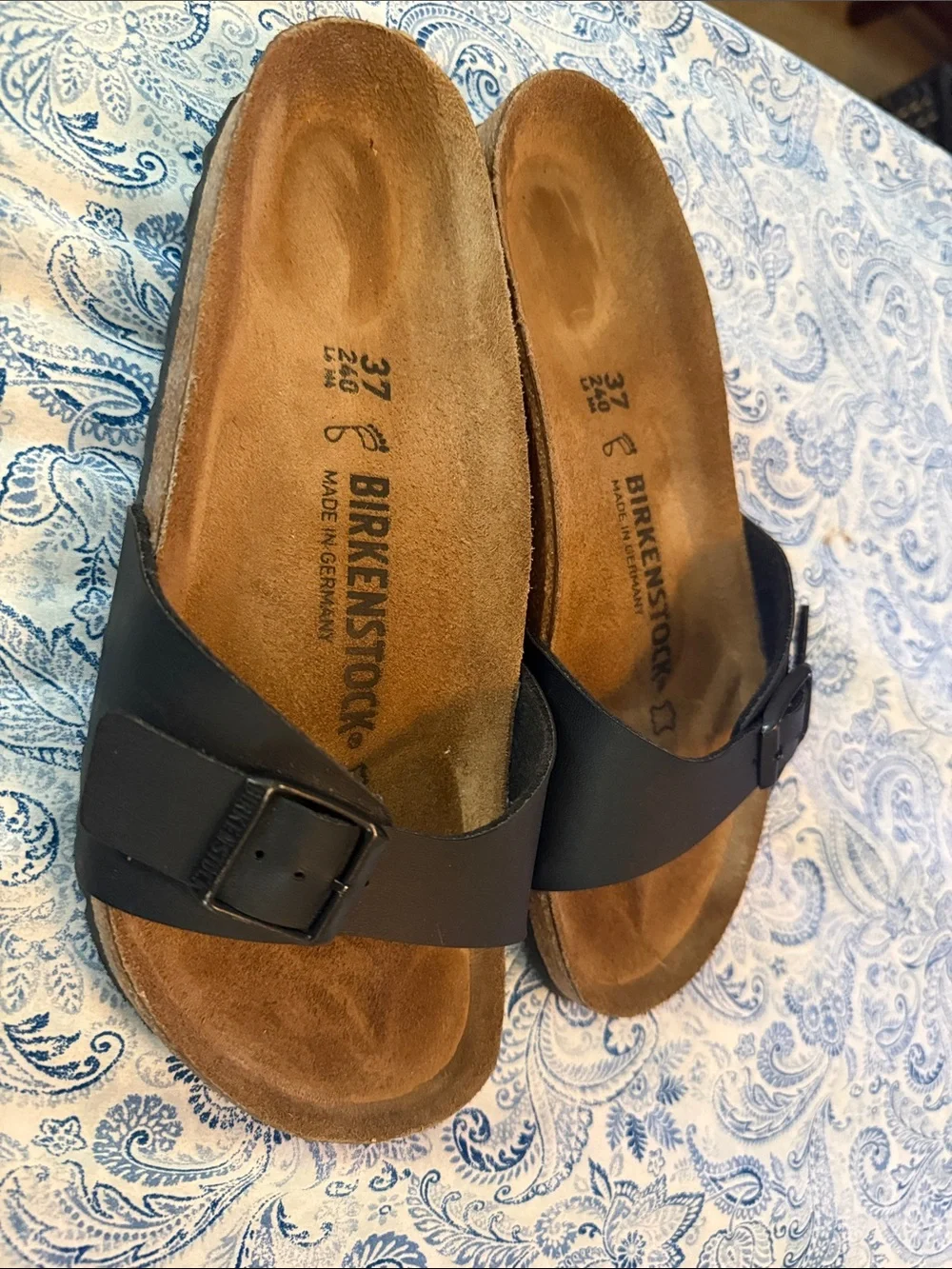Birkenstock Black Slip-On Cork Footbed Sandals